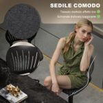 Set 2 Sgabelli da Bar Traspiranti in Tessuto Effetto Lino e Metallo con Poggiapiedi, 40,5x43x84-105 cm, Nero - immagine 4