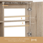 Armadietto Bagno a Specchio con Ripiani Regolabile, Specchio Bagno Contenitore con Porta Salvaspazio, Montaggio a Parete, 60x15x76 cm, Rovere - immagine 5