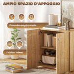 Mobiletto Multiuso a 2 Ante, Mobiletto Soggiorno o Ufficio in Legno con Maniglie in Alluminio, 70x39x70cm - immagine 4