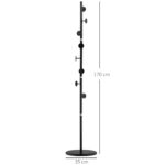 Appendiabiti da Terra con 8 Ganci, Struttura in Acciaio con Base in Marmo, 35x35x170cm, Nero - immagine 3