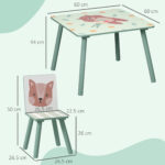 Set Tavolo e Sedie 3 Pezzi per Bambini 3-8 Anni in MDF e Legno di Pino, Verde - immagine 3