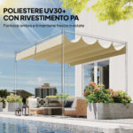 Telo Pergola per Esterni Anti UV in Poliestere Beige con 8 Fori di Drenaggio, 392x350 cm - immagine 5