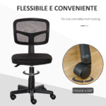 Sedia da Ufficio Ergonomica in Rete Senza Braccioli e Regolabile in Altezza, Nero - immagine 6