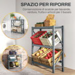 Scaffale per 6 Casse di Bevande Autoportante a 3 Livelli con Ripiani Regolabili, 110x30x110cm, Grigio - immagine 9