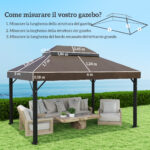 Copertura per Gazebo da Giardino 3x4 m a 2 Livelli in Tessuto Oxford 6D con Fori di Drenaggio, Caffè - immagine 3