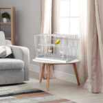 Gabbia per Uccelli in Metallo con Posatoi, Ciotole per Cibo e Maniglia, 60x41x41cm - immagine 2