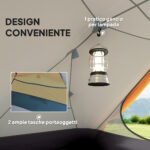 Tenda da Campeggio 2 Posti con 2 Vestiboli, 2 Porte, 2 Finestre e Borsa di Trasporto, 2,8x2,25x1,1 cm, Arancione - immagine 8