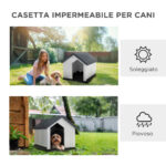 Casetta per Cani Piccoli e Mini da Esterno Impermeabile in Plastica con Finestra, 62x61x60 cm, Grigio - immagine 6