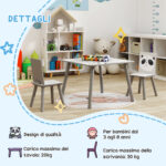 Set Tavolino e 2 Sedie per Bambini 3-8 Anni in MDF e Legno di Pino, Grigio - immagine 7