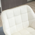 Poltrona Design Scandinava in Legno ed Effetto Velluto Crema, per Soggiorno o Ufficio, 67x61,5x71cm - immagine 7