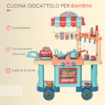 Cucina Giocattolo Per Bambini 3-6 Anni, Caffetteria Ristorante con 50 Accessori Inclusi, 79,5 x 33 x 90,5cm - immagine 5