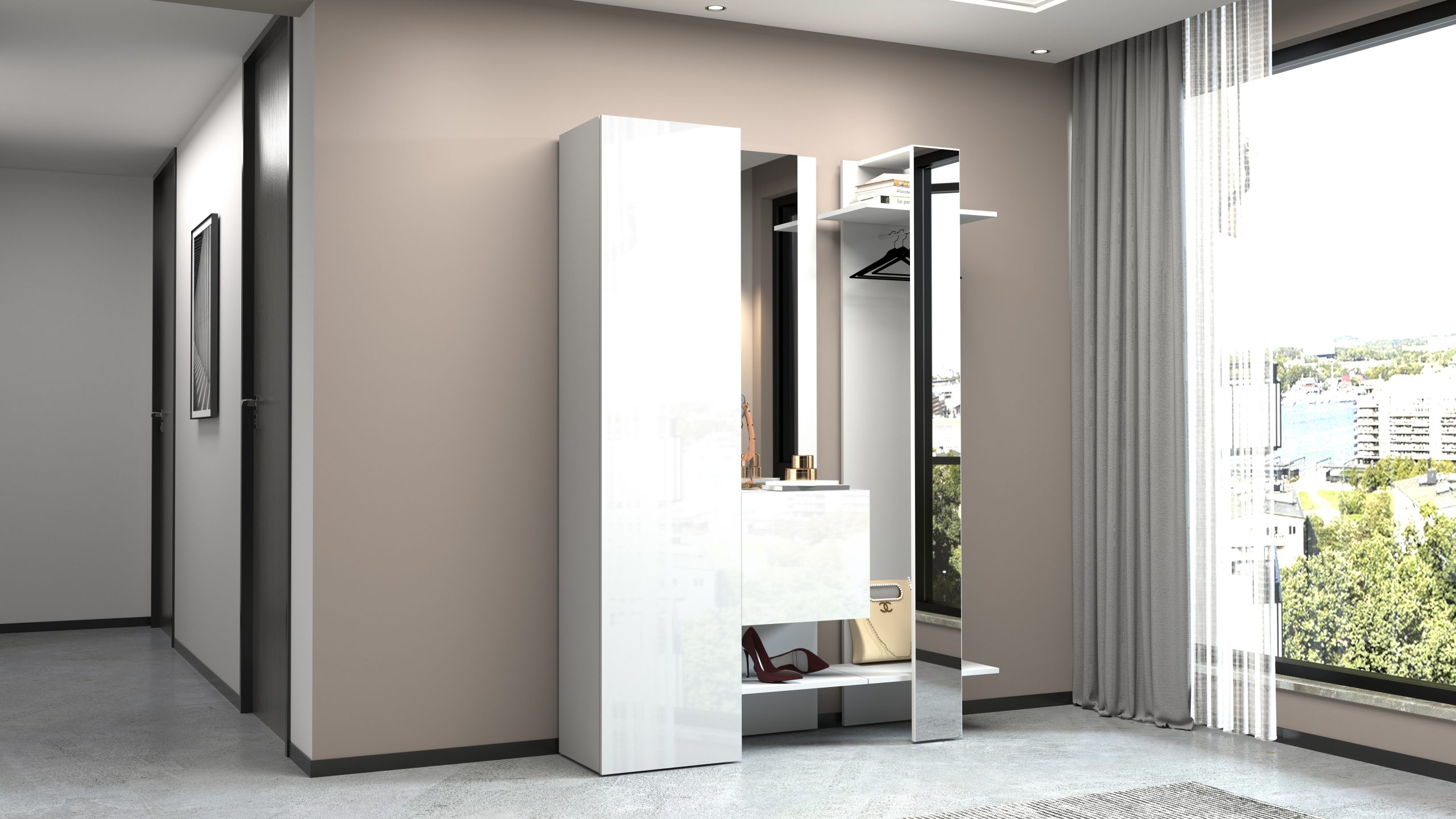 31898038_KOMPACT_AMB4.jpg Set ingresso KOMPACT da 3 pezzi Bianco laccato lucido - immagine 1
