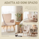 Poltrona Moderna in Tessuto Sherpa Imbottita con Schienale Alto e Braccioli, Beige - immagine 6