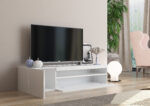 Porta tv DAIQUIRI 155 cm 1 anta battente + 1 anta a ribalta Bianco laccato lucido - immagine 4
