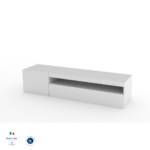 Porta tv DAIQUIRI 155 cm 1 anta battente + 1 anta a ribalta Bianco laccato lucido - immagine 6