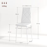Set di 6 Sedie da Pranzo Moderne con Schienale Alto in Finta Pelle e Acciaio, 41x50x97 cm, Bianco - immagine 3