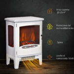 Camino Elettrico Effetto Fiamma e 3 Lati Aperti, Temperatura Regolabile 9W-18W, Protezione da Surriscaldamento, Copertura 20-25m², 39x26x54,8cm, Bianco - immagine 7