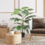 Palma in Plastica Decorativa con 20 Foglie, Pianta Finta con Vaso per Interno ed Esterno Alta 140cm - immagine 4