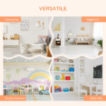 Armadio Cameretta, Mobile Portagiochi con Contenitori e Appendiabiti in PE Arancione, 128x34x155cm - immagine 7