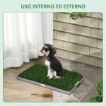 Toilette per Cani con Prato Sintetico, Erba di Ricambio e Vassoio Inferiore per Interno ed Esterno, 67x41x3,5 cm - immagine 7