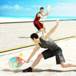 Racchetta da Beach Tennis in Fibra di Carbonio con Impugnatura Antiscivolo e Borsa di Trasporto, Giallo - immagine 2