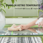 Salotto da Esterno in Rattan PE con Divanetto, 2 Poltroncine e Tavolino con Piano in Vetro, Verde - immagine 6