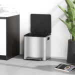 Bidone Immondizia a 2 Sezioni da 15L a Pedale con Coperchio Silenzioso, in Acciaio Inox e PP, 41,8x36,7x44 cm - immagine 8