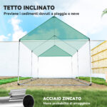 Serra a Tunnel 2x3x2 m con Porte e Finestre Avvolgibili e Tetto a Punta, in Acciaio e PE, Bianco - immagine 7