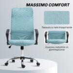Sedia Ergonomica da Ufficio Girevole, Altezza Regolabile e Schienale a Rete, 63x65x109-119 cm, Verde Chiaro - immagine 7