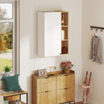 Armadietto Bagno a Parete con Ripiani Regolabili e 3 Mensole Aperte, 59,5x30x90 cm, Bianco e Legno - immagine 9