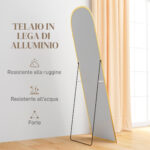 Specchio da Terra e Parete Moderno in Lega di Alluminio con Supporto Pieghevole, 50x170cm, Oro - immagine 6