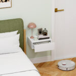 Comodino Sospeso Moderno con Cassetto, in Legno, 40x30x15 cm, Bianco - immagine 8