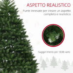 Albero di Natale Artificiale da 195 cm con 1838 Rami con Base in Acciaio per Interni, Verde - immagine 5