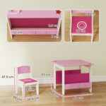 Set Tavolo con 2 Sedie per Bambini 3-8 Anni, Tavolino con Scaffale in Legno MDF con Disegni a Cuori, Rosa - immagine 3
