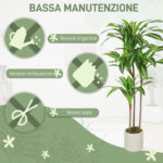 Pianta Artificiale di Dracena Verde in PEVA e Legno con Vaso Contenitore in PP e Cemento, 60x40x120 cm - immagine 5