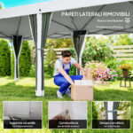 Gazebo da Giardino 6x3 m Pieghevole con Zanzariera e Borsa di Trasporto, Crema - immagine 6