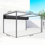 Pergola Gazebo da Esterno 3x2,1 m con Tettuccio Retrattile in Metallo e Poliestere, Nero - immagine 3