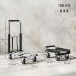 Carrello Portapacchi Pieghevole con Pedana Estensibile, Capacità 150 kg, Maniglia Regolabile, Argento - immagine 3