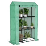 Serra da Giardino a 3 Livelli con Copertura in PE Anti-UV e Porta Avvolgibile, 1x40x150 cm, Verde