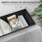 Panca Contenitore Pieghevole con Schienale e Vano da 77L, Rivestimento in Tessuto, 76x50x73 cm, Grigio - immagine 5