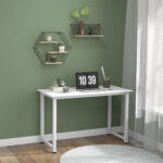 Scrivania per Computer con Piedini Regolabili in Truciolato e Acciaio, 120x60x76 cm, Bianco - immagine 7