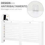 Copritermosifoni a Doghe con Ripiano Portaoggetti, in Legno, 172x19x81 cm, Bianco - immagine 5