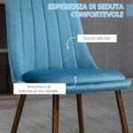 Sedie da Cucina Imbottite, Set 4 Pezzi in Poliestere e Acciaio, 47x55x86 cm, Blu - immagine 5