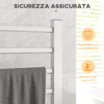Scaldasalviette Elettrico da Terra o Parete 150W con 8 Barre e Timer 2-4 Ore, 53x35x90 cm, Argento - immagine 7