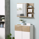 Specchiera Bagno a Parete con Anta e 3 Ripiani Laterali in Legno, 60x18x50cm - immagine 2