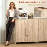 Credenza Cucina con 2 Armadietti, Ante Soft-Close e Ripiani Regolabili, 157x39x82 cm, Legno Naturale - immagine 4