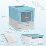 Lettiera per Gatti Chiusa con Paletta, Vassoio Estraibile e 2 Porte, 47,5x35,5x36,7cm, Azzurro - immagine 3