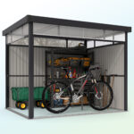 Capanno da Giardino con Lucernario in Acrilico e Fori di Drenaggio, in Acciaio, 2x258x201 cm, Grigio Scuro - immagine 9