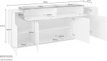 Credenza CORO 200 cm 4 ante battenti + 1 anta a ribalta Bianco laccato lucido / Acero Pereira - immagine 3