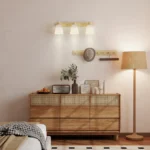 Lampadario da Soffitto con 3 Punti Luce Regolabili a 90° e Attacchi E27, Colore Legno - immagine 4